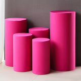 Elevate Your Event Decor with Fuchsia Cylinder Stretch Fitted Pedestal Pillar Prop Covers