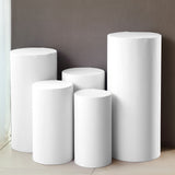 Elevate Your Wedding Decor with White Cylinder Stretch Fitted Pedestal Pillar Prop Covers